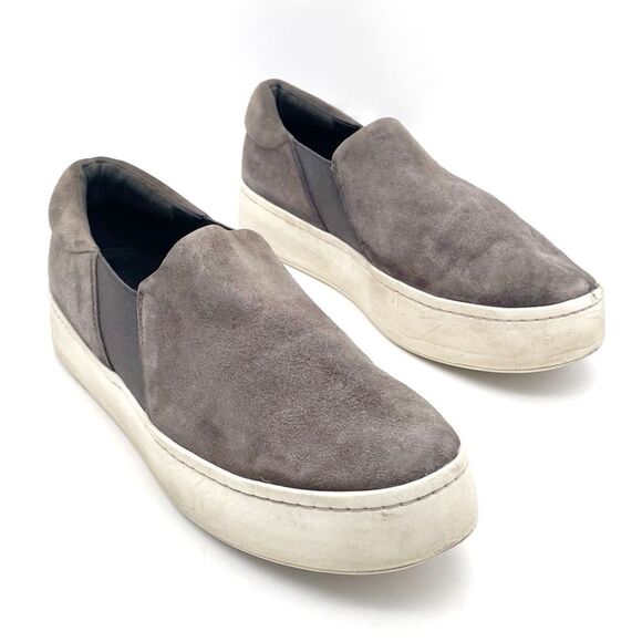Vince Warren Suede Platform Slip-On Sneakers Warm Gray Size 9.5 - Picture 1 of 16